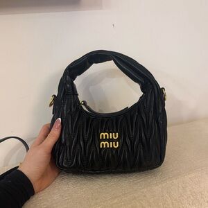 Miu Miu like Black Gathered Shoulder Bag